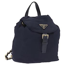 PRADA Backpack Nylon Navy Gold Other
