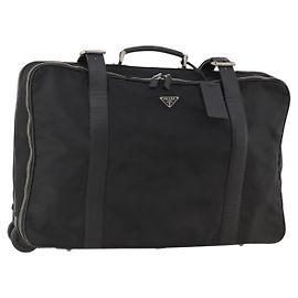 PRADA Sac Boston Nylon Noir Argent Autre