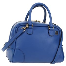 LOEWE Amazona 75 Sac à main en cuir 2way Bleu Or Autre