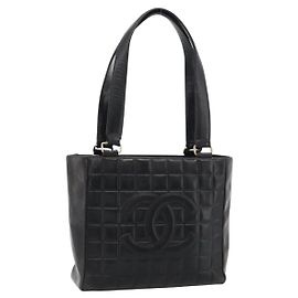 CHANEL Sac à main Choco Bar Cuir Noir Or CC Autre