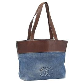 CHANEL Tote Bag Denim Blue CC Otro