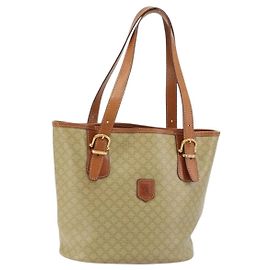 Céline CELINE Macadam Canvas Tote Bag PVC Beige Gold Andere