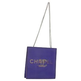 CHANEL Bolsa de Ombro Hologram Line com Corrente Nylon Roxo Prata CC Outro