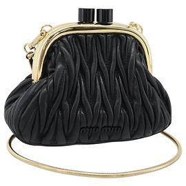 Miu Miu Bell Matelasse Chain Shoulder Bag Leather Black Gold Altro