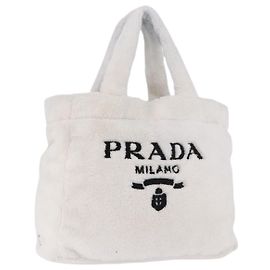 PRADA Tote Bag Pile White Silver Andere