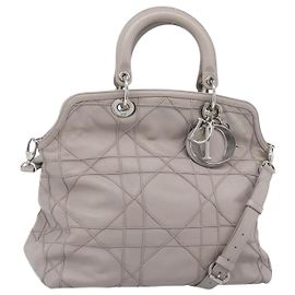 Christian Dior Canage Granville Hand Bag Leather 2way Gray Silver Altro