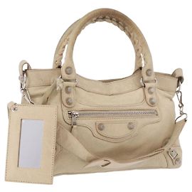 BALENCIAGA Bolso de mano The First de piel 2way Beige Silver 240577 Otro