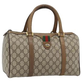 GUCCI GG Supreme Web Sherry Line Sac à Main PVC Beige Or 39 02 007 Autre