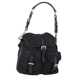 PRADA Shoulder Bag Nylon Black Silver Altro