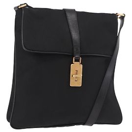 PRADA Shoulder Bag Nylon Black Gold Altro