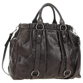 Miu Miu Handtasche Leder 2way Grau Silber Andere