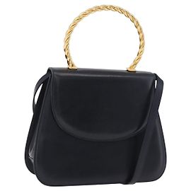 Salvatore Ferragamo Handtasche Leder 2way Navy Gold Andere