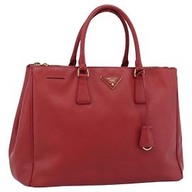 PRADA Galleria Handtasche Saffiano-Leder Rot Gold Andere