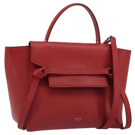 Céline CELINE Belt Bag Micro Handtasche Leder 2way Rot Silber Andere