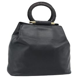 Céline CELINE Bolsa de mão em couro preto e dourado Outro