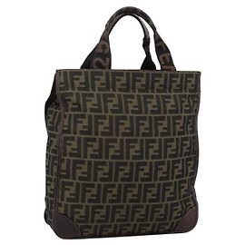 FENDI Zucca Canvas Handtasche Schwarz Braun Andere