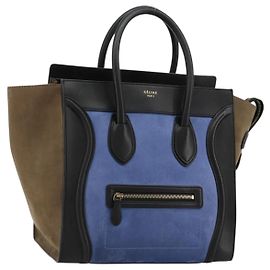 Céline CELINE Luggage Mini Shopper Sac à Main Daim Bleu Clair Or Autre