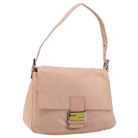 FENDI Bolsa de Ombro Mamma Baguette Couro Rosa Prata Outro