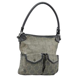 Céline CELINE Paris Macadam Canvas Shoulder Bag Denim Gray Silver Otro
