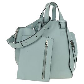 LOEWE Hammock Medium Hand Bag Leather 2way Light Blue Silver Altro