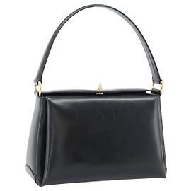 Bolsa de mão GUCCI em couro preto e ouro, autêntica 183374 Outro