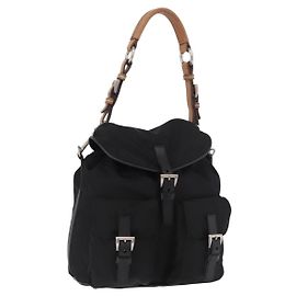 PRADA Shoulder Bag Nylon Black Silver Altro