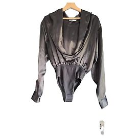 Alaïa schwarzer Seidenbody Schwarz