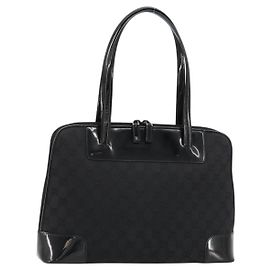 GUCCI GG Canvas Hand Bag Black Gold 002 1122 Altro