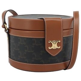 Céline CELINE Macadam Canvas Triomphe Tambour Shoulder Bag PVC Black Gold Altro