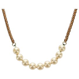 Collier CHANEL Métal Perle Or Blanc CC Autre