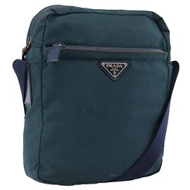 PRADA Bolsa de Ombro Nylon Azul Prata Outro