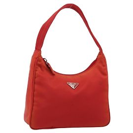PRADA Handtasche aus Nylon Rot Silber Andere