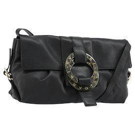 Bulgari BVLGARI Chandra Shoulder Bag Leather Black Gold Autre
