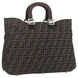 FENDI Zucca Canvas Handtasche Schwarz Braun Andere