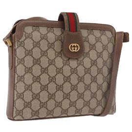 GUCCI GG Supreme Web Sherry Line Shoulder Bag PVC Beige Gold Altro