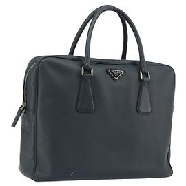 PRADA Business Bag Saffiano leather Navy Silver Other
