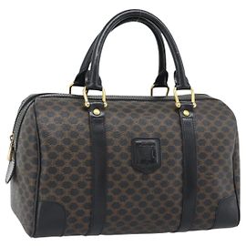 Céline CELINE Macadam Canvas Boston Bag PVC Leather Black Gold Altro