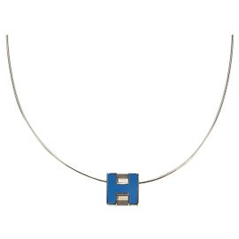 Hermès HERMES Colar Cage De H H Cube metal Prata Outro