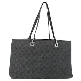 GUCCI GG Canvas Tote Bag Black Silver 36173 1705 Altro