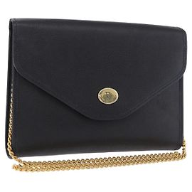 Bolsa de ombro com corrente Christian Dior em couro preto e dourado Outro