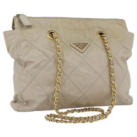 PRADA Chain Shoulder Bag Nylon Ivory Gold Altro