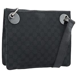 GUCCI GG Canvas Shoulder Bag Black Silver 120841 Altro