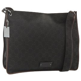 GUCCI GG Canvas Shoulder Bag Dark Brown Silver 90656 Altro