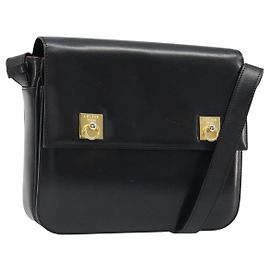 Céline CELINE Bolsa de ombro em couro preto e dourado Outro