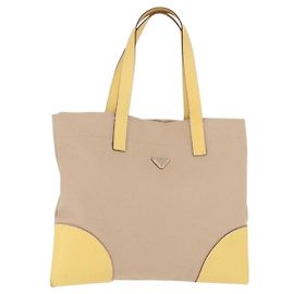 PRADA Sac Tote Canvas Beige Silver Autre