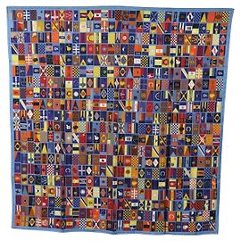 Hermès HERMES Carre 90 Scarf  En Voyage  Silk Blue Altro