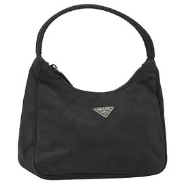 PRADA Handtasche aus Nylon Schwarz Silber Andere