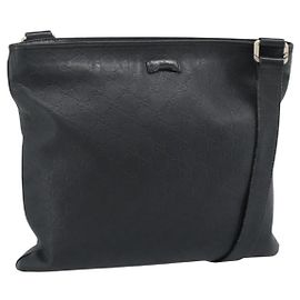 GUCCI GG Canvas Guccissima Shoulder Bag Leather Black Gold 201446 Altro