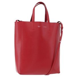 Céline CELINE Vertical Cabas Tote Bag Leather 2way Red Silver Altro