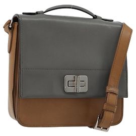 PRADA Shoulder Bag Leather Brown Silver Altro